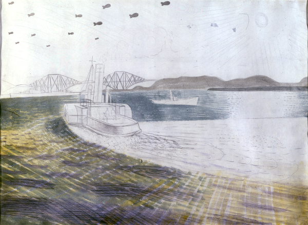 Artist Eric Ravilious (1903-1942): Study for ‘Leaving Scapa Flow’ (recto); ‘The Firth of Forth’ (verso), circa 1940–41